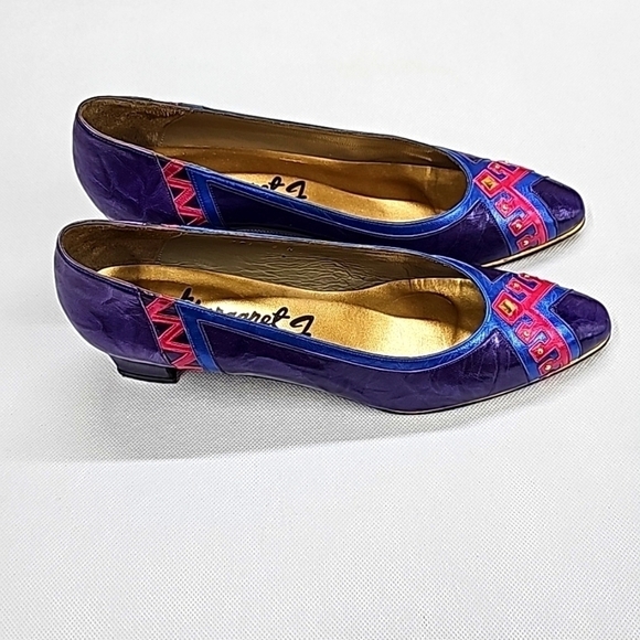 80's vintage Margaret J color block leather pumps - Picture 3 of 12